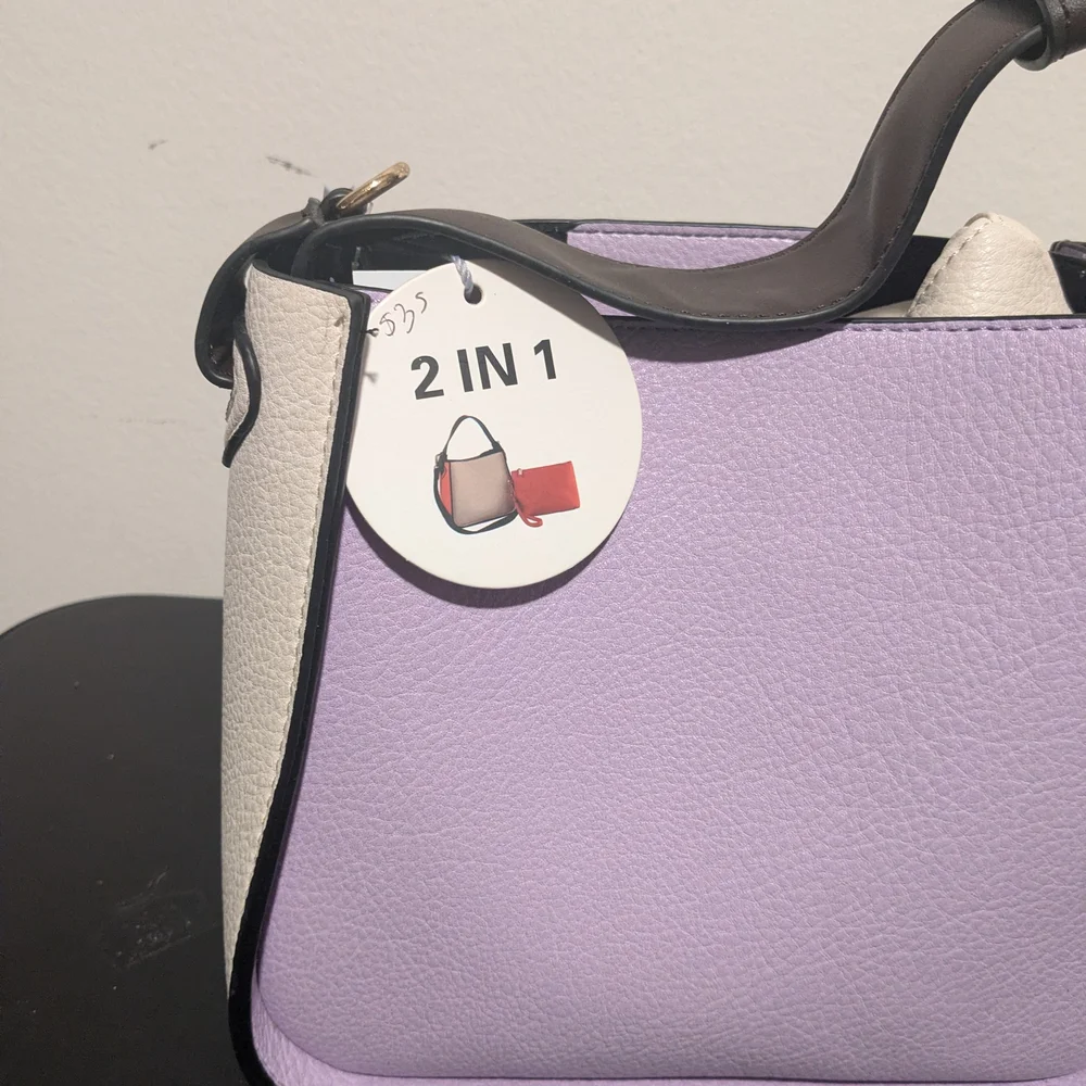 Stylish White and Purple Vegan purse Bag